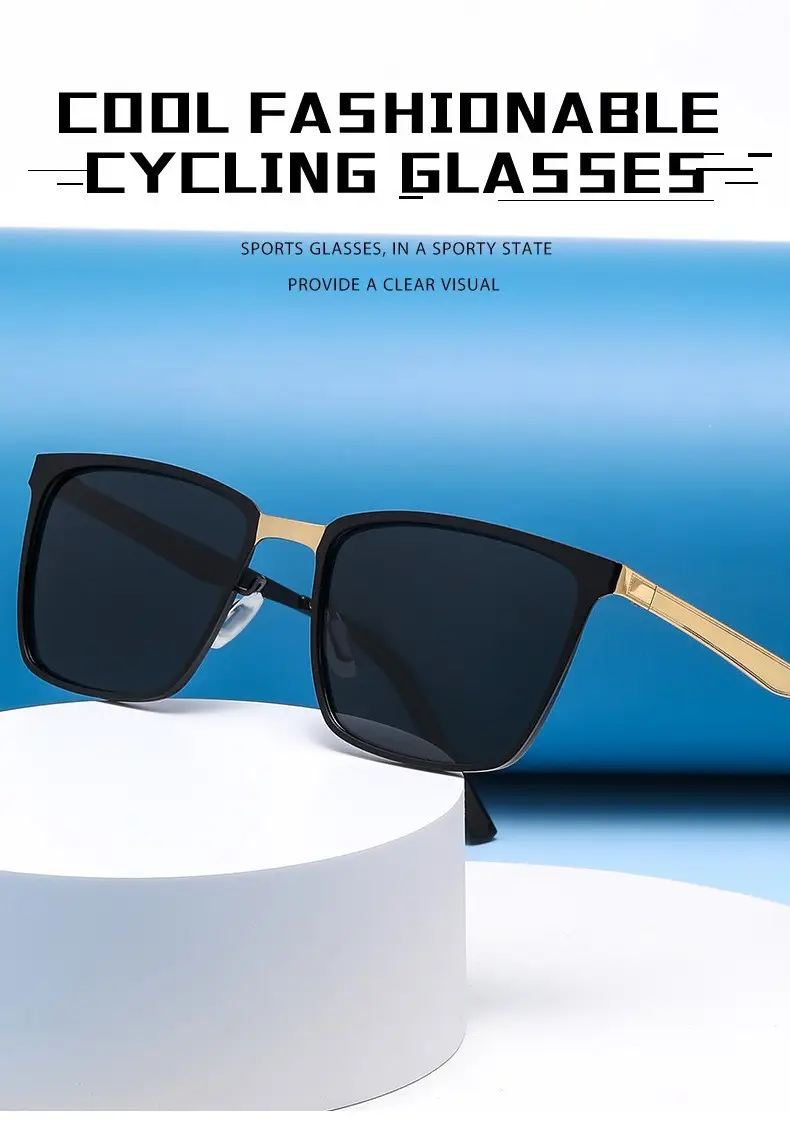 New Men's Black Gold Square Sunglasses with Polarized Lens β feature 2