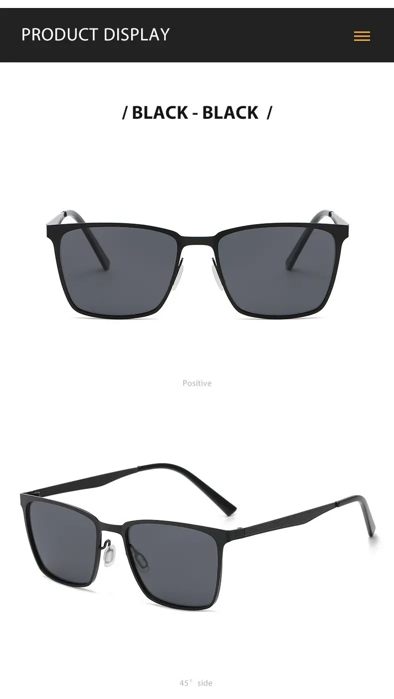 New Men's Black Gold Square Sunglasses with Polarized Lens β feature 9