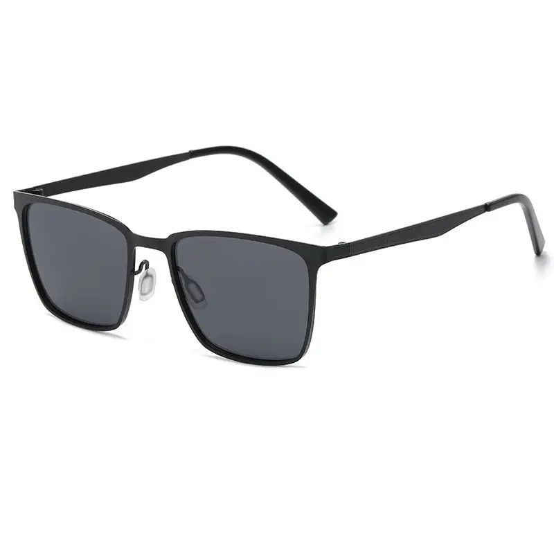 New Men's Black Gold Square Sunglasses with Polarized Lens