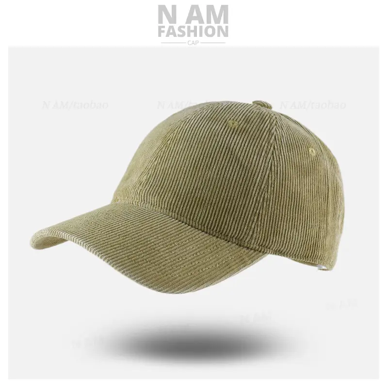 Korean-style Corduroy Cap Olive Green Men — feature 20