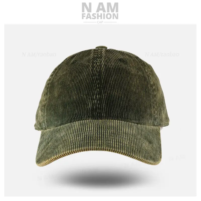 Korean-style Corduroy Cap Olive Green Men — feature 23