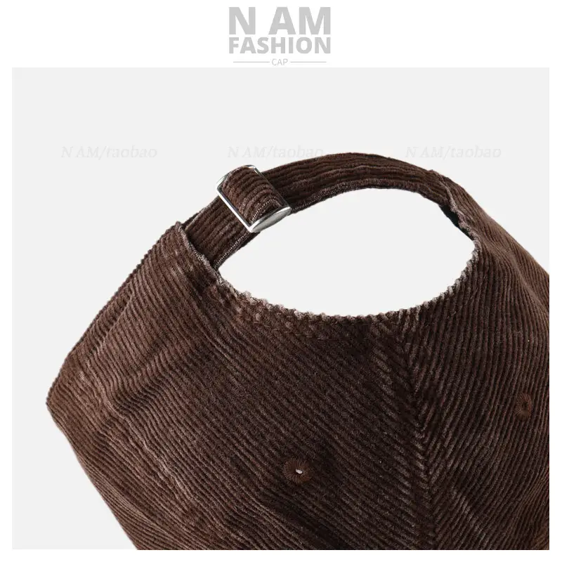 Korean-style Corduroy Cap Olive Green Men — feature 33