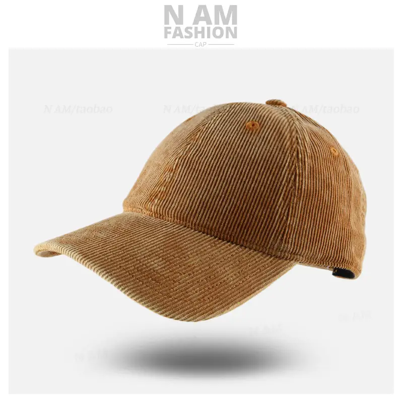 Korean-style Corduroy Cap Olive Green Men - Image 2