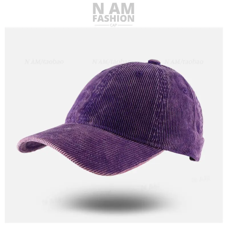 Korean-style Corduroy Cap Olive Green Men - Image 3