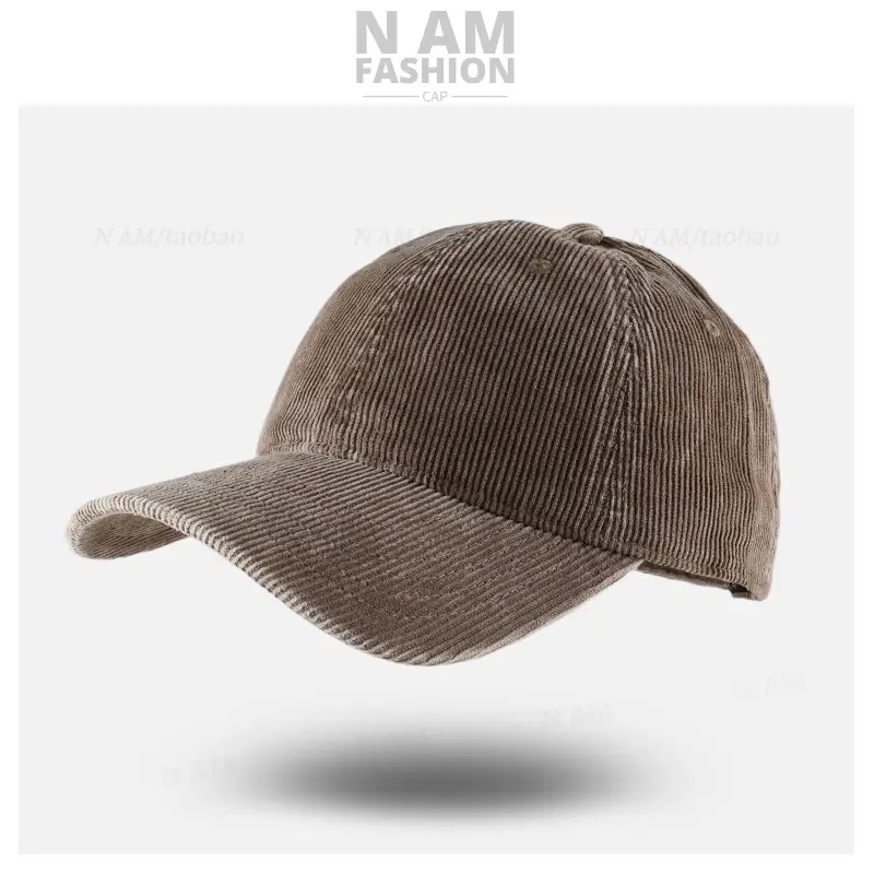 Korean-style Corduroy Cap Olive Green Men - Image 4