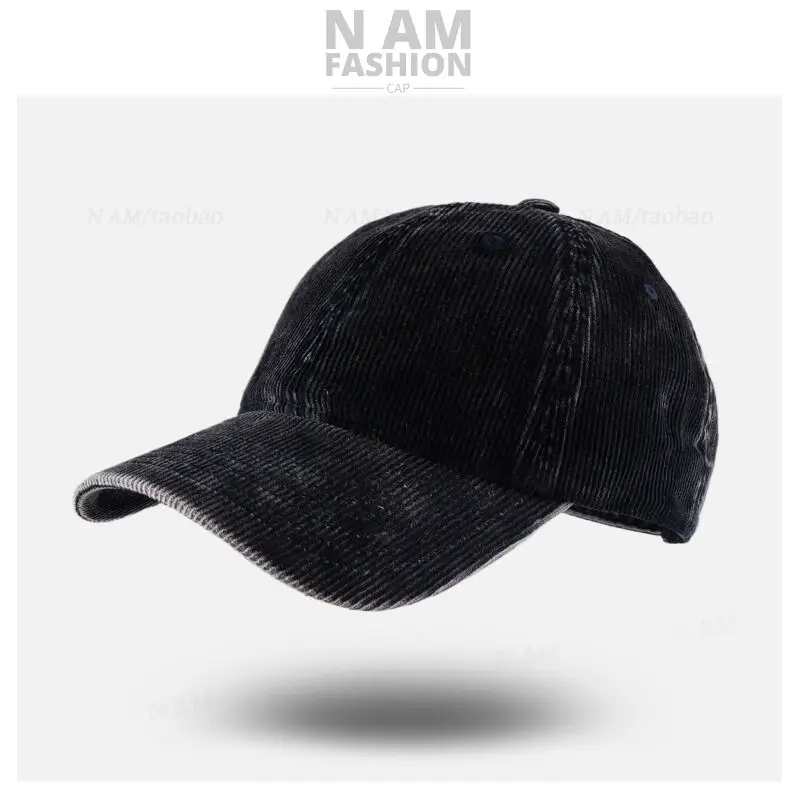 Korean-style Corduroy Cap Olive Green Men - Image 5