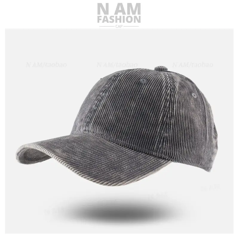 Korean-style Corduroy Cap Olive Green Men - Image 6