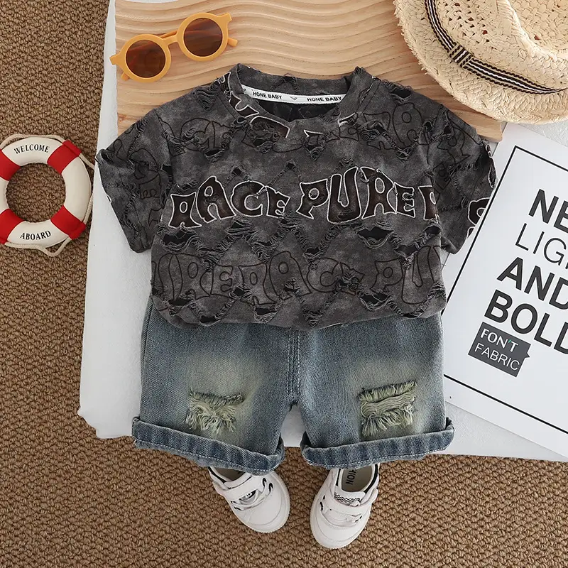 2025 Summer Boys Casual T-Shirt Shorts Set - Image 2