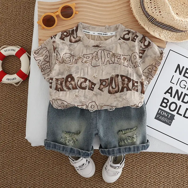 2025 Summer Boys Casual T-Shirt Shorts Set - Image 3