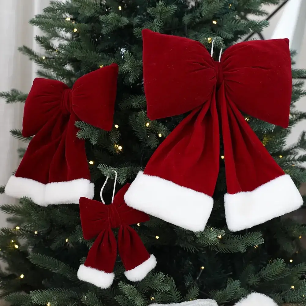 Red Velvet Bow Flannel Christmas Decor — feature 12