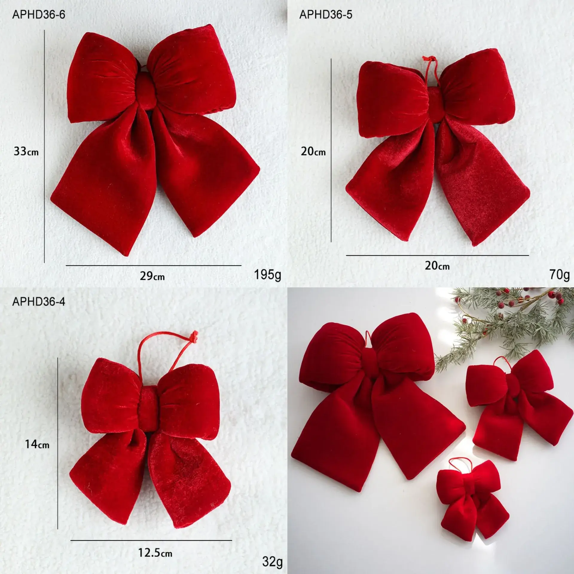 Red Velvet Bow Flannel Christmas Decor — feature 2