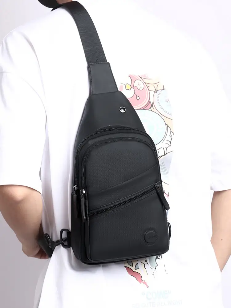 Men's Waterproof Crossbody Bag Green Multi-layer