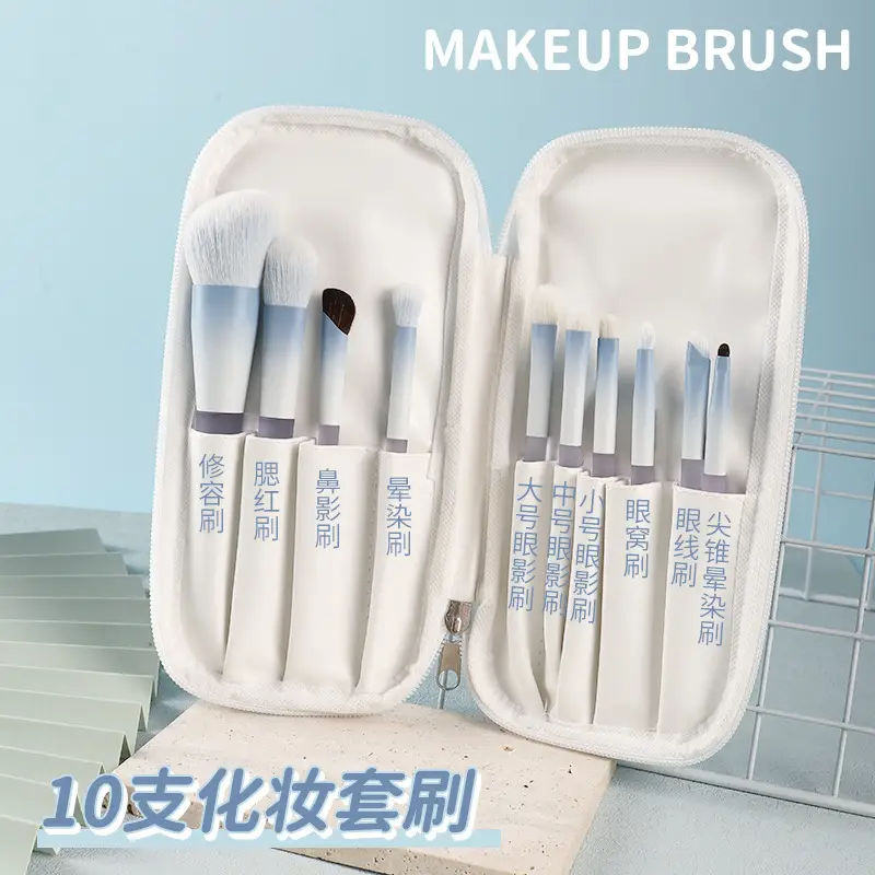 10-Piece Gradient Crystal Makeup Brush Set - Image 13