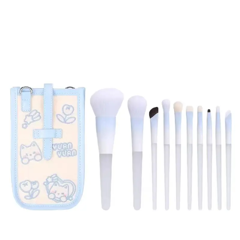 10-Piece Gradient Crystal Makeup Brush Set - Image 8