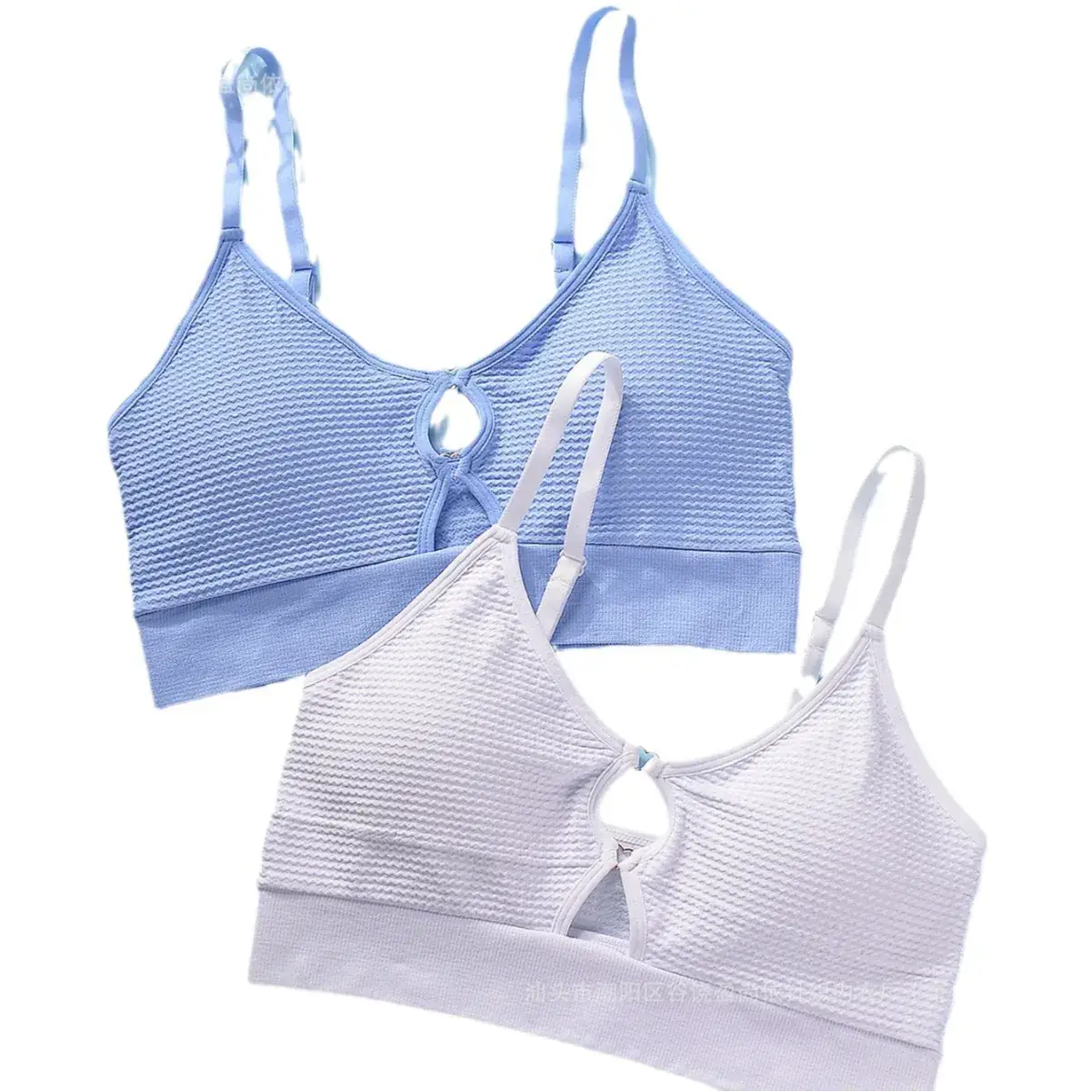 Blue Hollow Out Seamless Vest Underwear for Women - Image 7