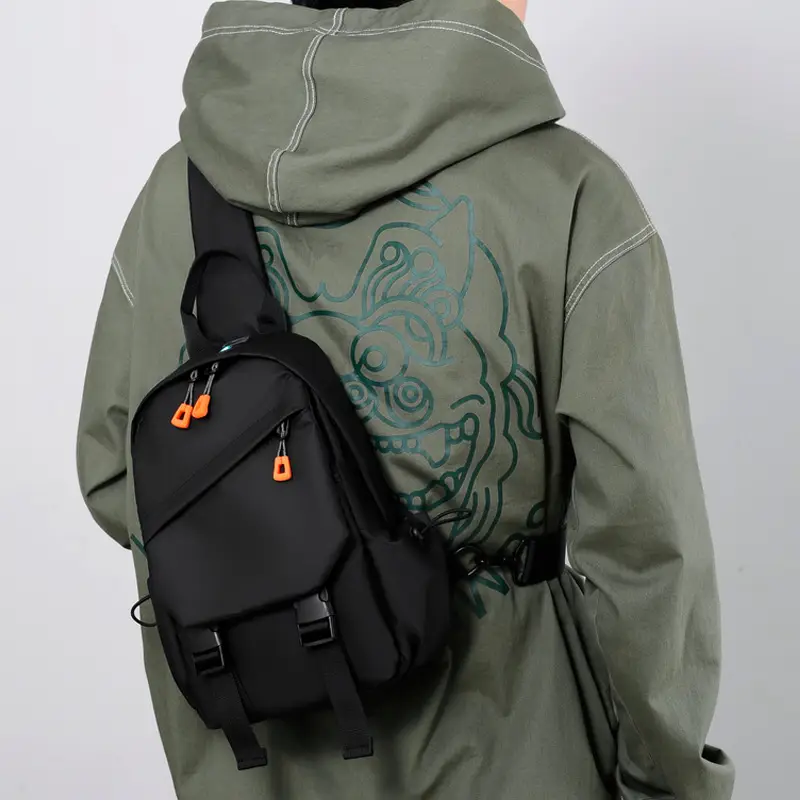 Men's Korean Style Crossbody Bag Black Green - Image 4