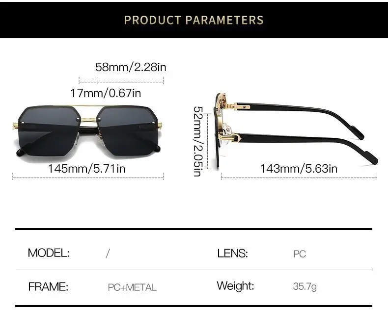 2025 Square Frame Aviator Sunglasses for Men Women — feature 10