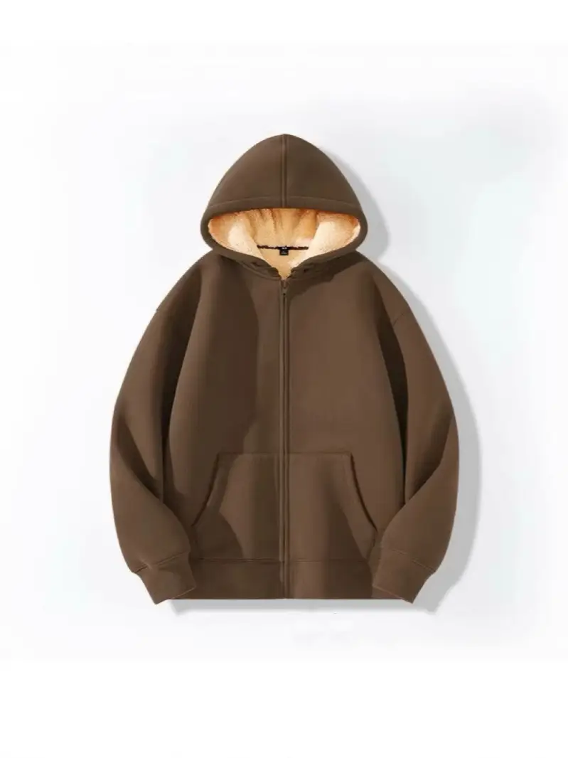 Winter New Lamb Fleece Warm Men's Sweater Amazon Cardigan Hooded Zipper All-match fleece-lined Thickened Jacket
