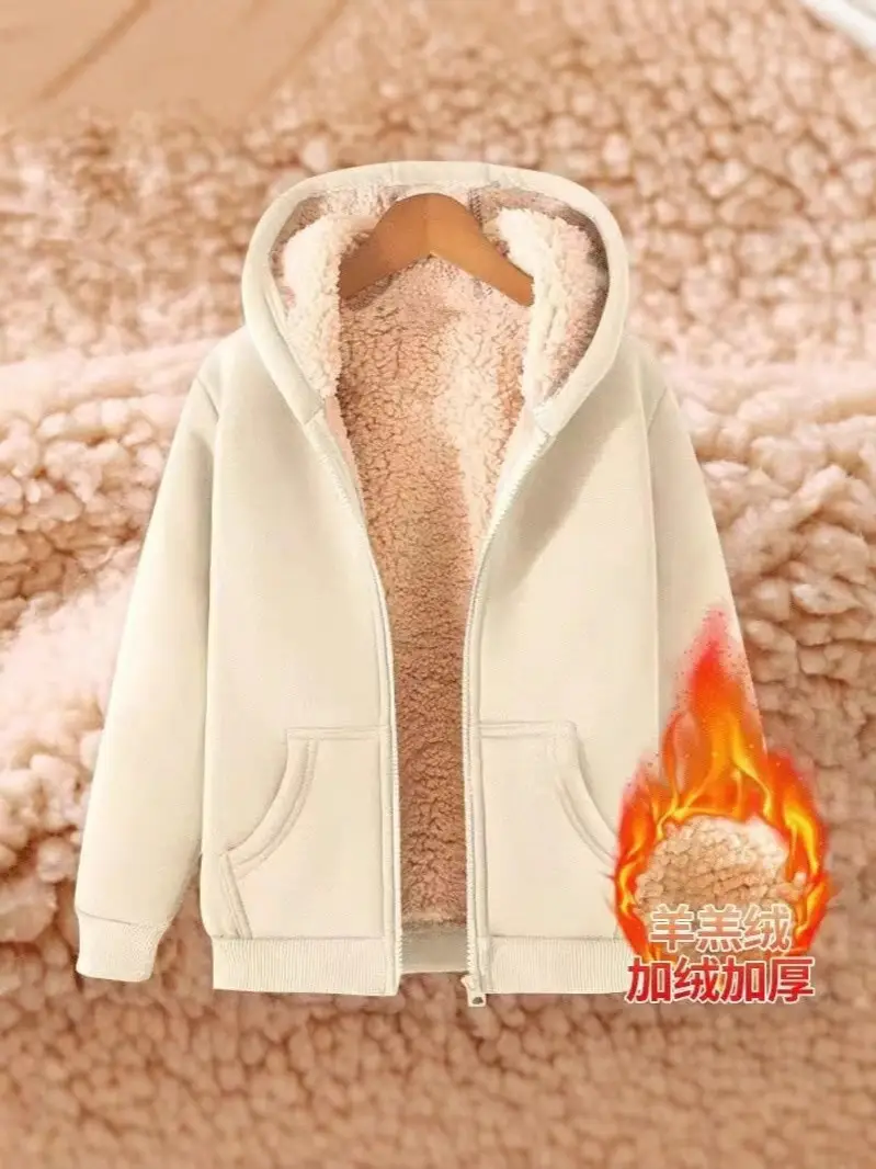 Winter New Lamb Fleece Warm Men's Sweater Amazon Cardigan Hooded Zipper All-match fleece-lined Thickened Jacket