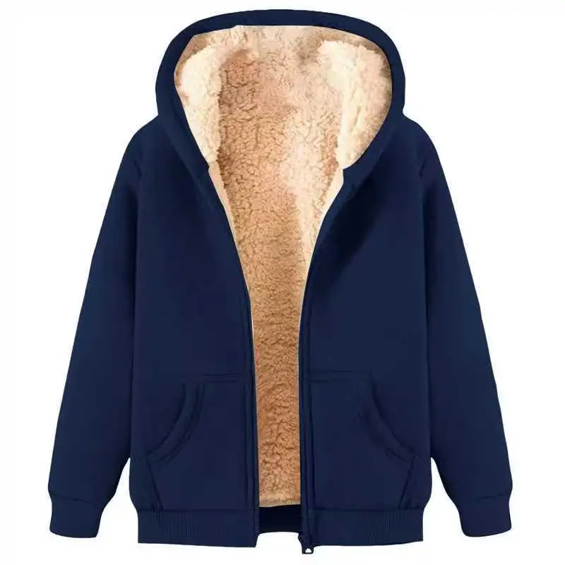 Winter New Lamb Fleece Warm Men's Sweater Amazon Cardigan Hooded Zipper All-match fleece-lined Thickened Jacket