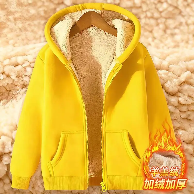 Winter New Lamb Fleece Warm Men's Sweater Amazon Cardigan Hooded Zipper All-match fleece-lined Thickened Jacket