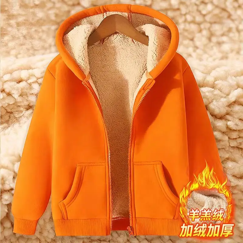 Winter New Lamb Fleece Warm Men's Sweater Amazon Cardigan Hooded Zipper All-match fleece-lined Thickened Jacket