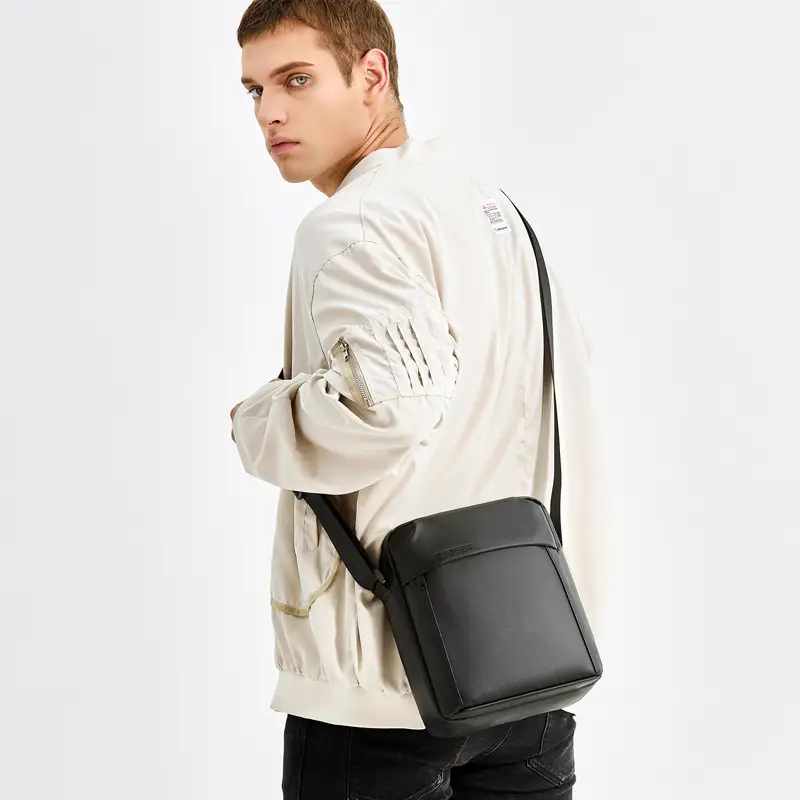 Men's Grey Waterproof Messenger Bag Large Capacity