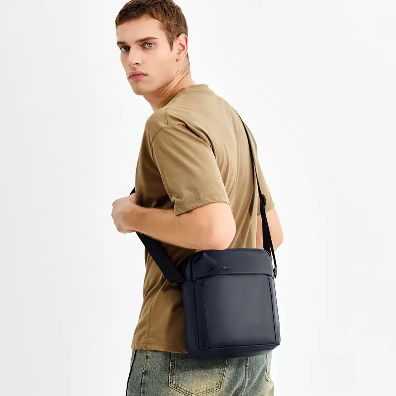 Men's Grey Waterproof Messenger Bag Large Capacity