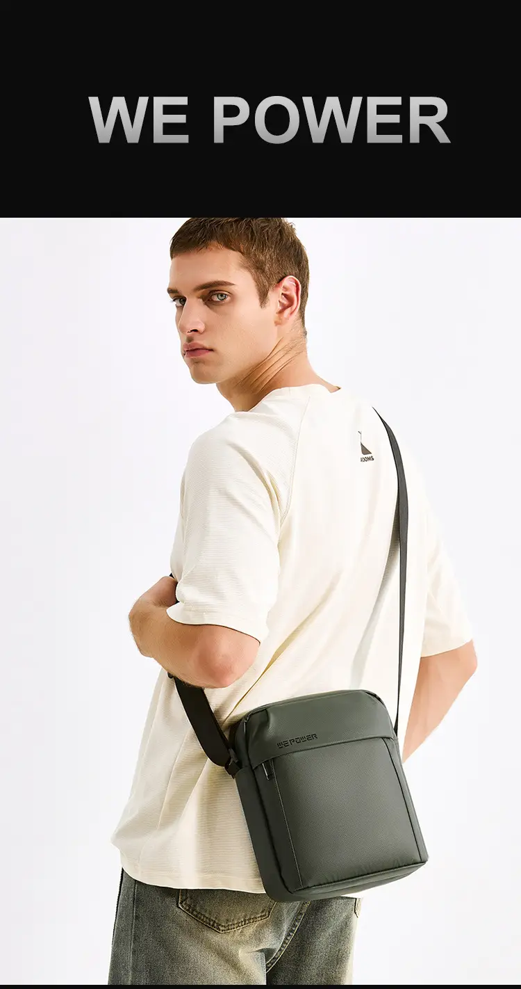 Men's Grey Waterproof Messenger Bag Large Capacity — feature 14