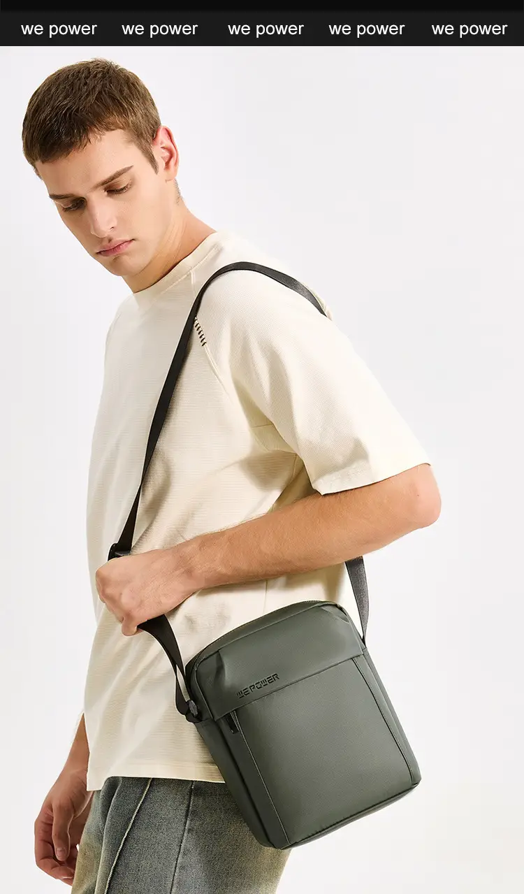 Men's Grey Waterproof Messenger Bag Large Capacity — feature 16