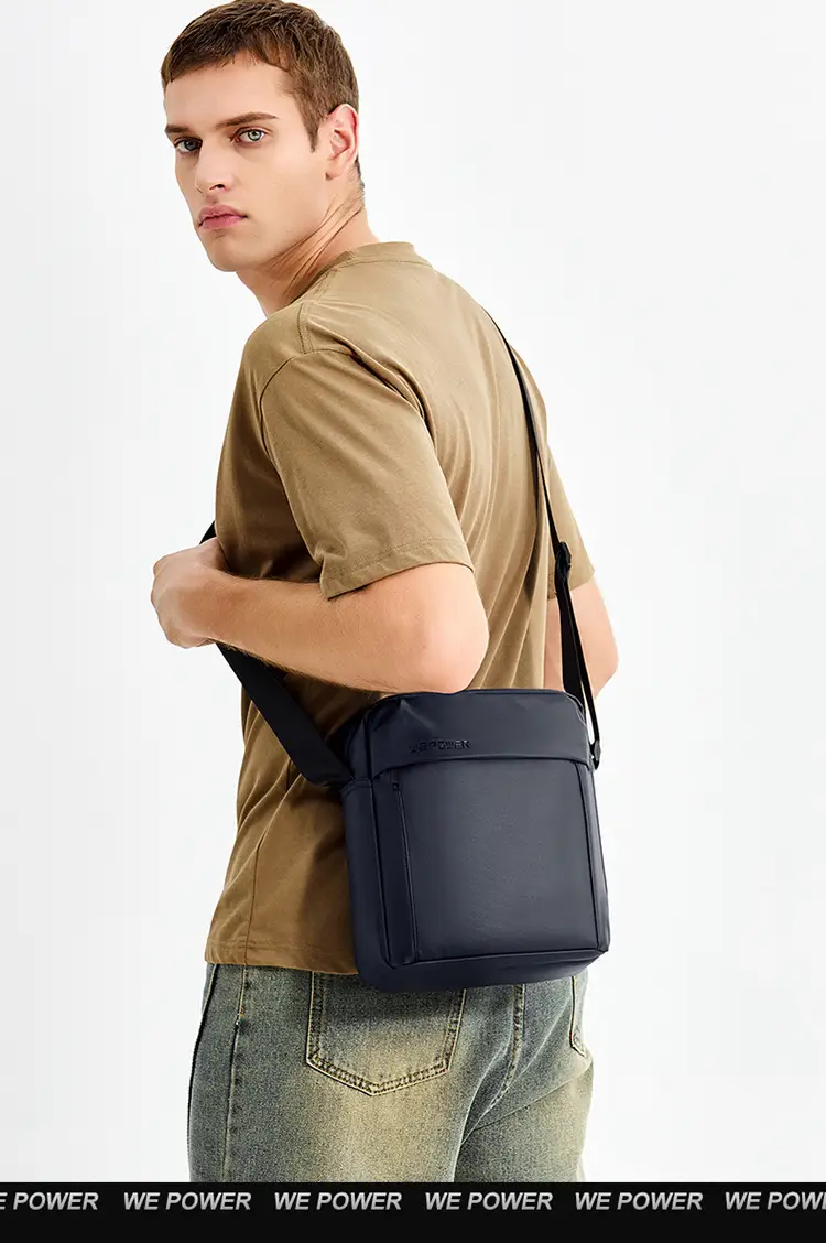 Men's Grey Waterproof Messenger Bag Large Capacity — feature 17