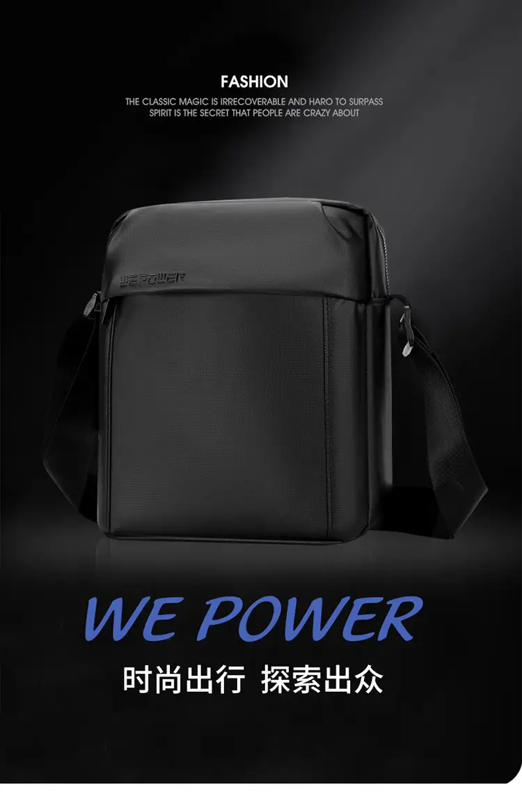 Men's Grey Waterproof Messenger Bag Large Capacity — feature 2