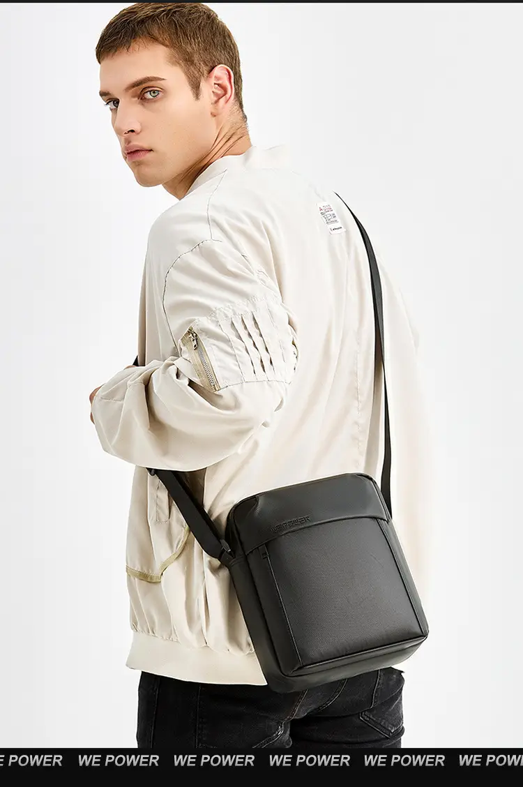 Men's Grey Waterproof Messenger Bag Large Capacity — feature 5