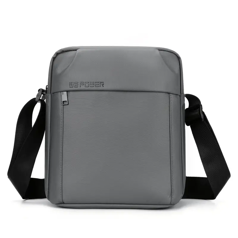 Men's Grey Waterproof Messenger Bag Large Capacity