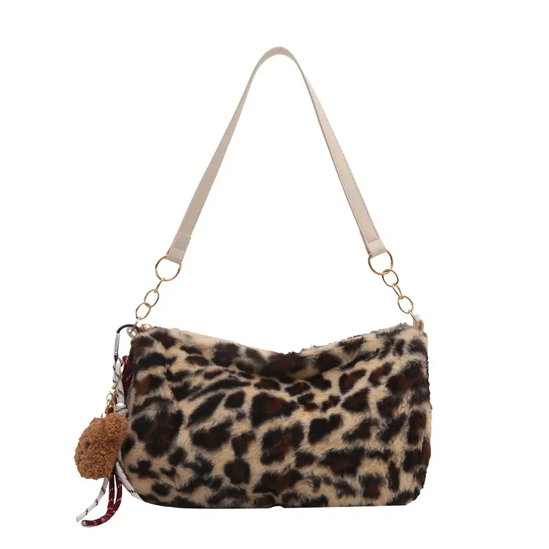 2024 New Leopard Print Fleece Shoulder Bag Women - Image 8