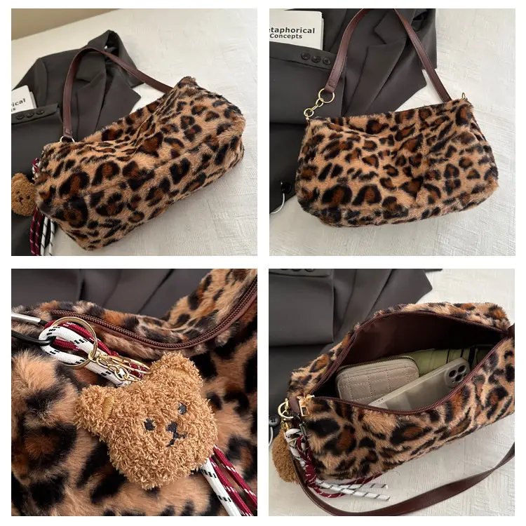 2024 New Leopard Print Fleece Shoulder Bag Women — feature 6