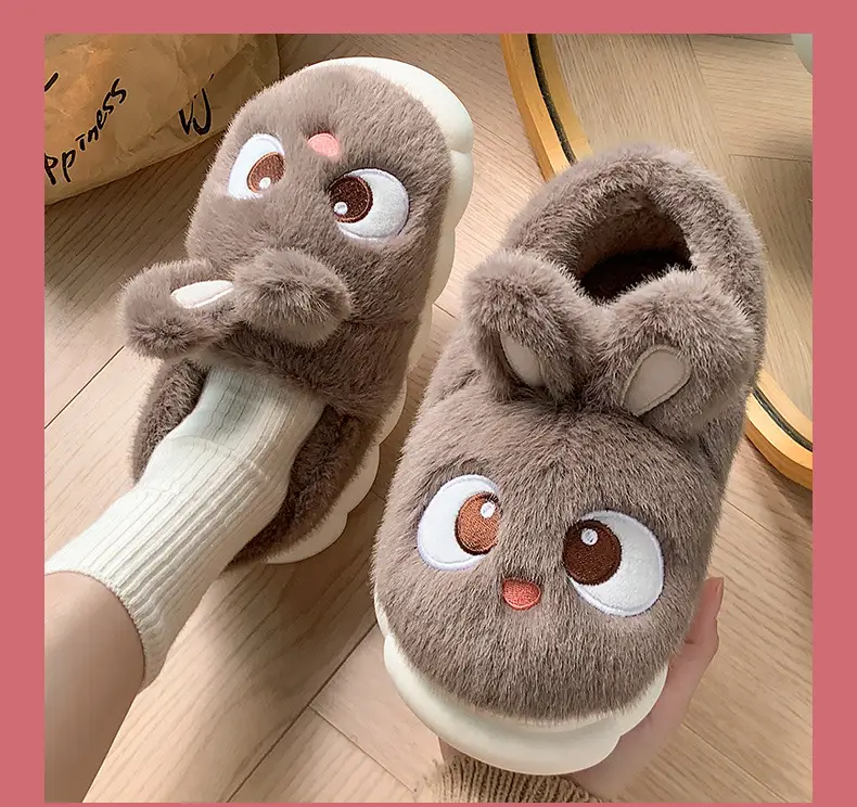 Cotton Slippers Women's Winter 2024 New Indoor Home Warm Wool Slippers Men's Household Parent-child Autumn and Winter — feature 13