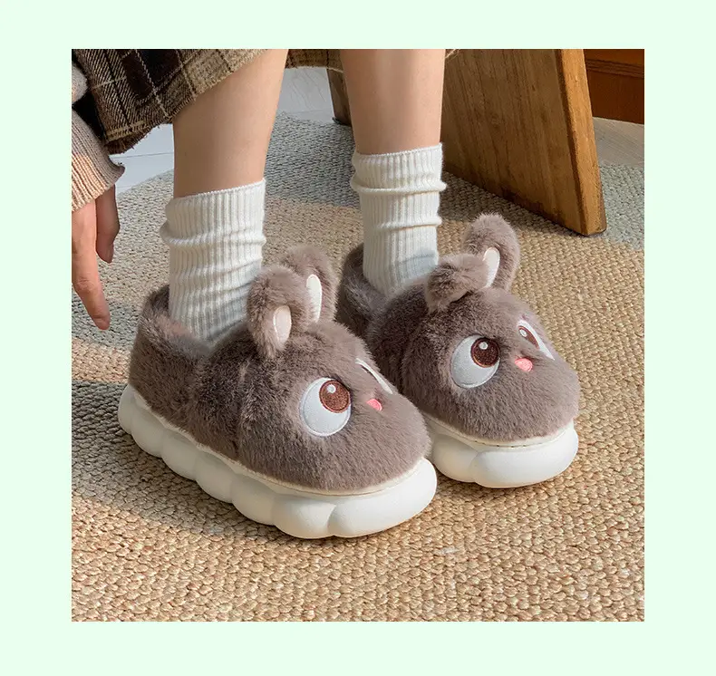 Cotton Slippers Women's Winter 2024 New Indoor Home Warm Wool Slippers Men's Household Parent-child Autumn and Winter — feature 18
