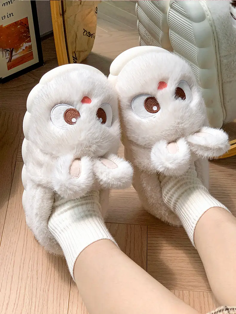 Cotton Slippers Women's Winter 2024 New Indoor Home Warm Wool Slippers Men's Household Parent-child Autumn and Winter — feature 8