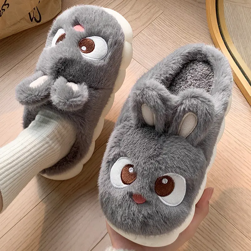 Cotton Slippers Women's Winter 2024 New Indoor Home Warm Wool Slippers Men's Household Parent-child Autumn and Winter - Image 6