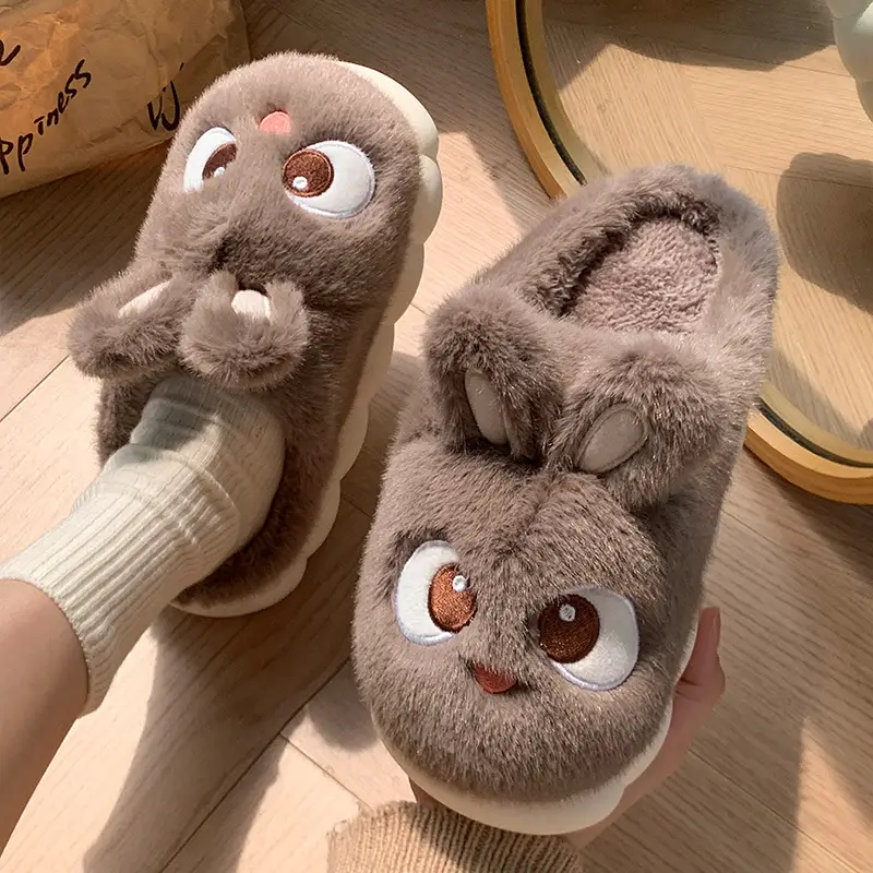 Cotton Slippers Women's Winter 2024 New Indoor Home Warm Wool Slippers Men's Household Parent-child Autumn and Winter - Image 7