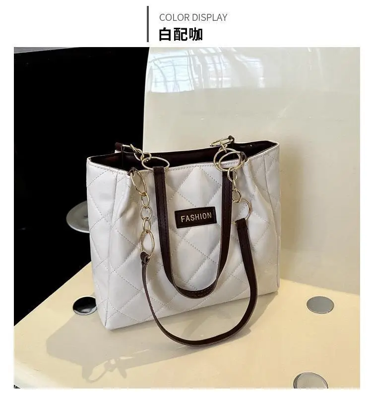 Black Quilted Tote Bag with Gold Chain for Women — feature 24