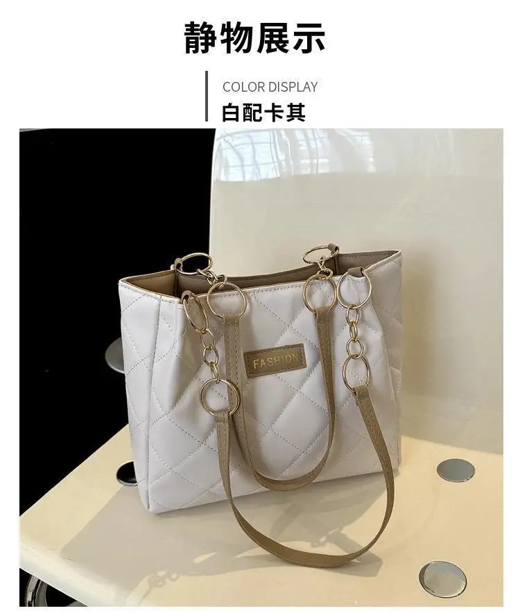 Black Quilted Tote Bag with Gold Chain for Women — feature 27