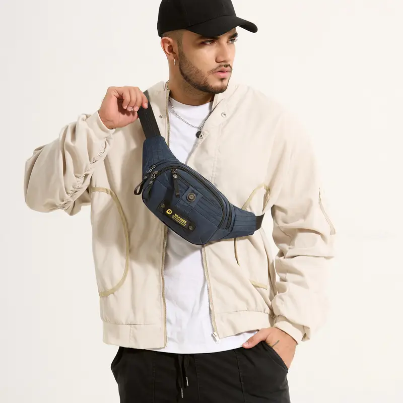 WEPOWER Men's Black Multi-Layer Waist Bag - Image 6