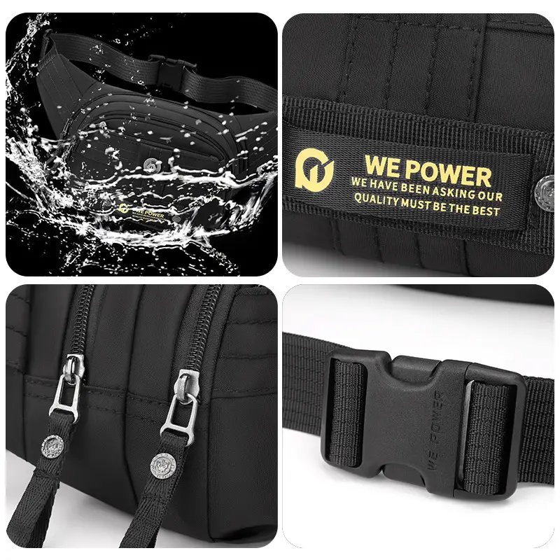 WEPOWER Men's Black Multi-Layer Waist Bag - Image 8