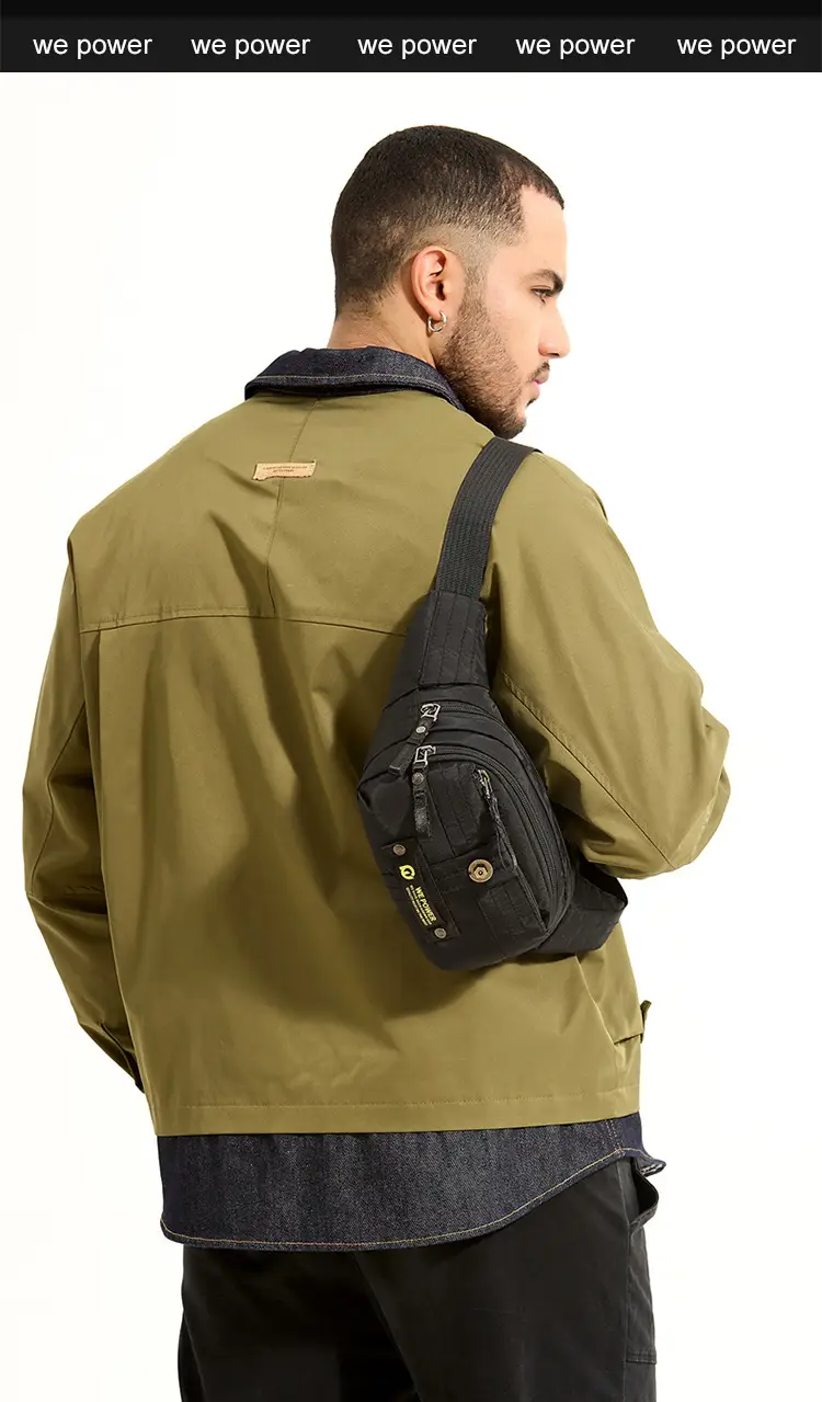 WEPOWER Men's Black Multi-Layer Waist Bag — feature 15