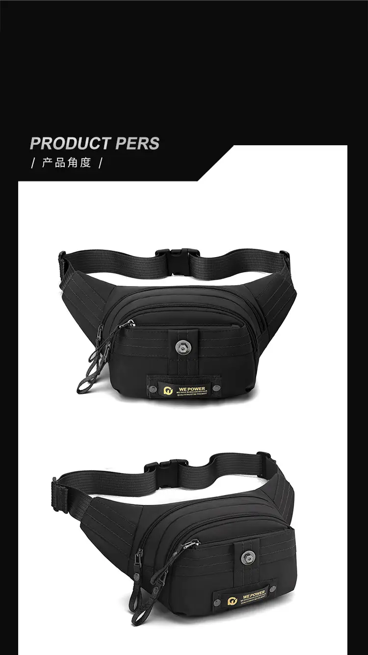 WEPOWER Men's Black Multi-Layer Waist Bag — feature 22