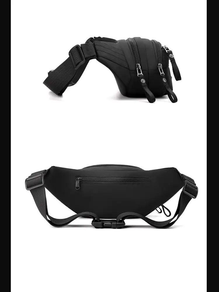 WEPOWER Men's Black Multi-Layer Waist Bag — feature 23