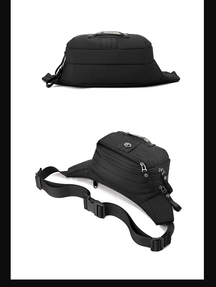 WEPOWER Men's Black Multi-Layer Waist Bag — feature 24