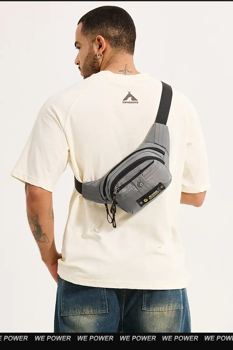WEPOWER Men's Black Multi-Layer Waist Bag — feature 4